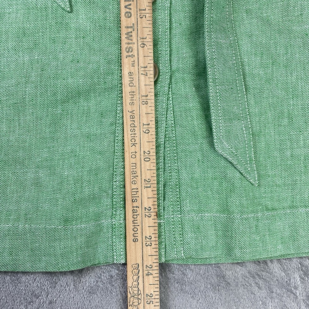 J Crew Skirt Womens Sz 2 Green Button Front Stretch Linen Midi Classic Twee Cute - Picture 11 of 12